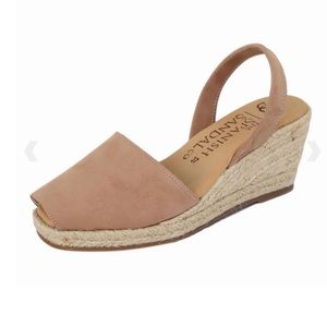 TAN NUBUCK ESPADRILLE WEDGES SPANISH SANDAL CO.